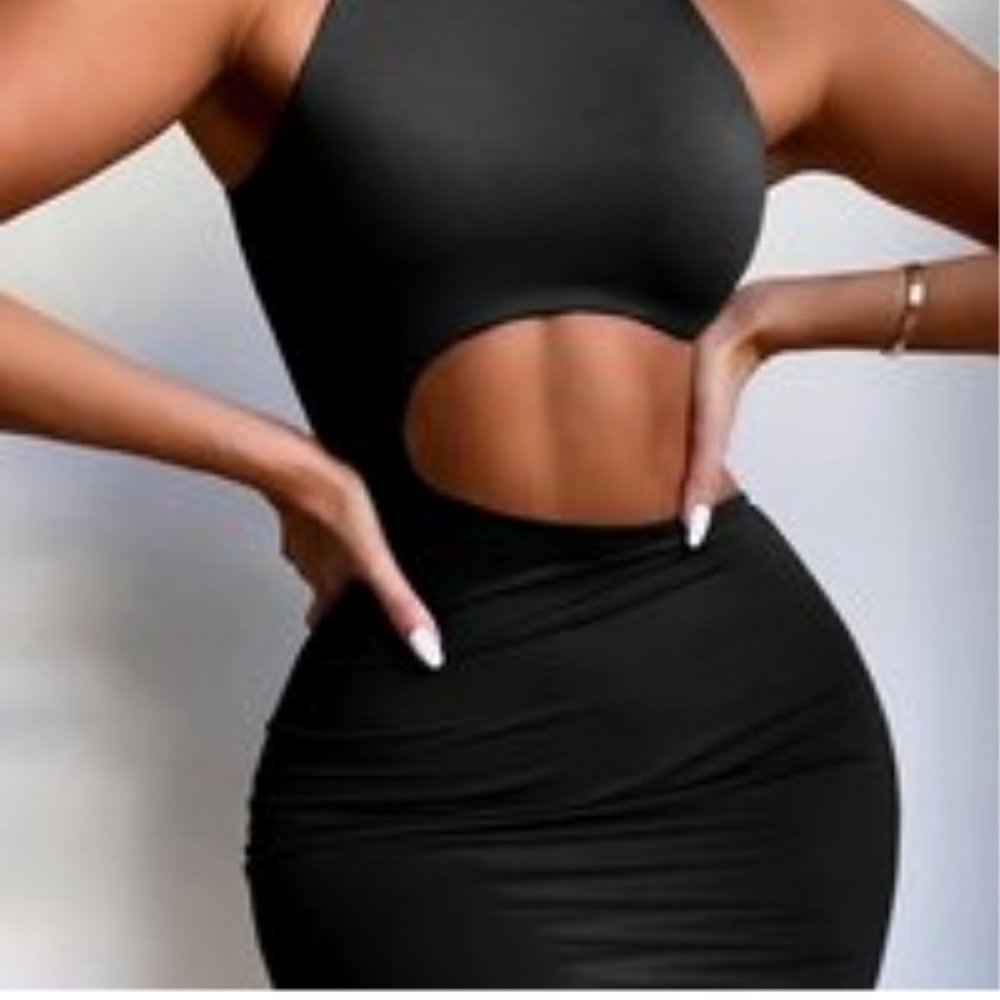 Woman Dress Solid Black Size 6 Runs Sm